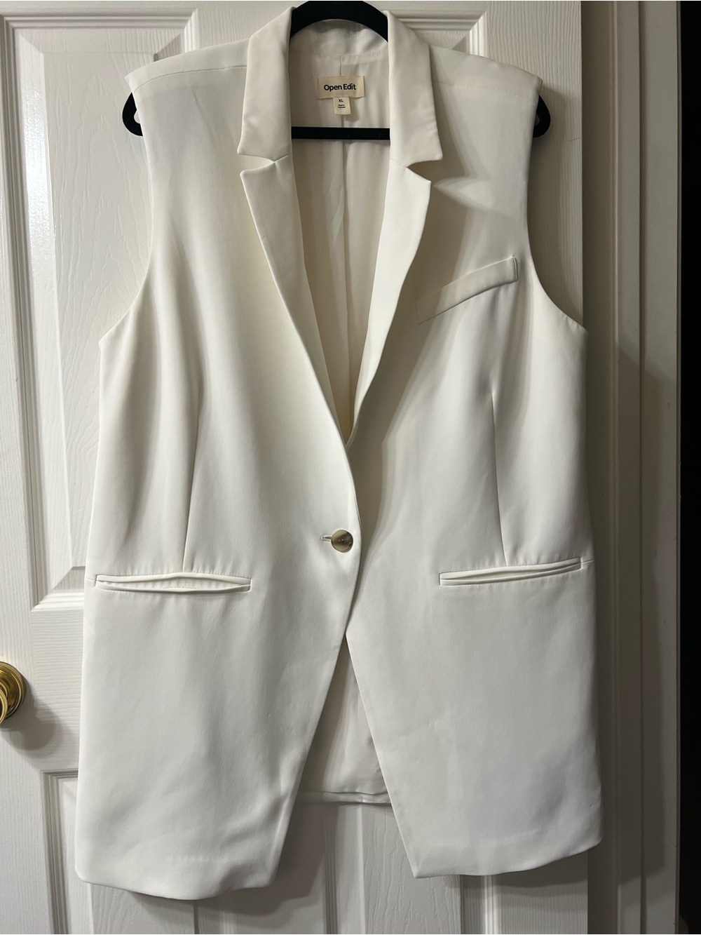 Open Edit Ivory Sleeveless Blazer Vest